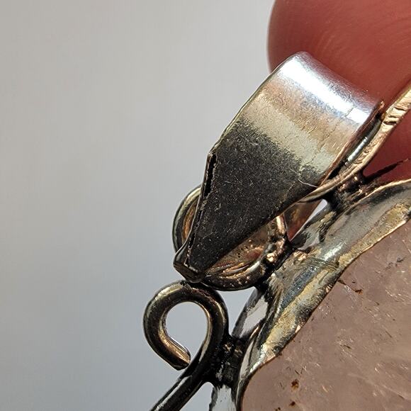 Necklace Pendant Solar Quartz Slice in Handmade Sterling Silver Filigree Setting - Picture 9 of 10